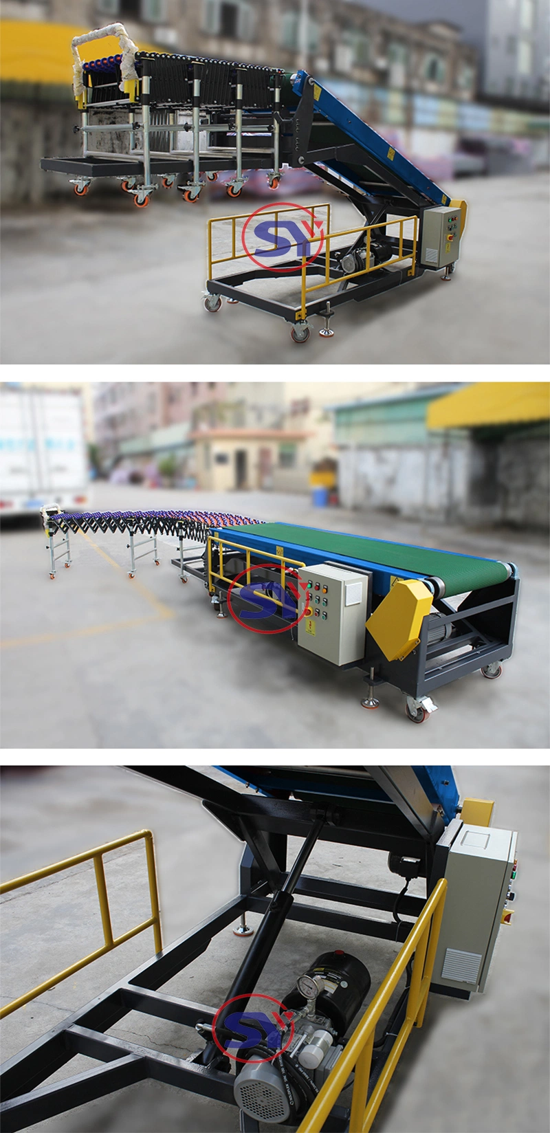 Container Truck Loading Unloading Flexible Belt Conveyor Motorised Telescopic Roller Conveyor for Carton Box